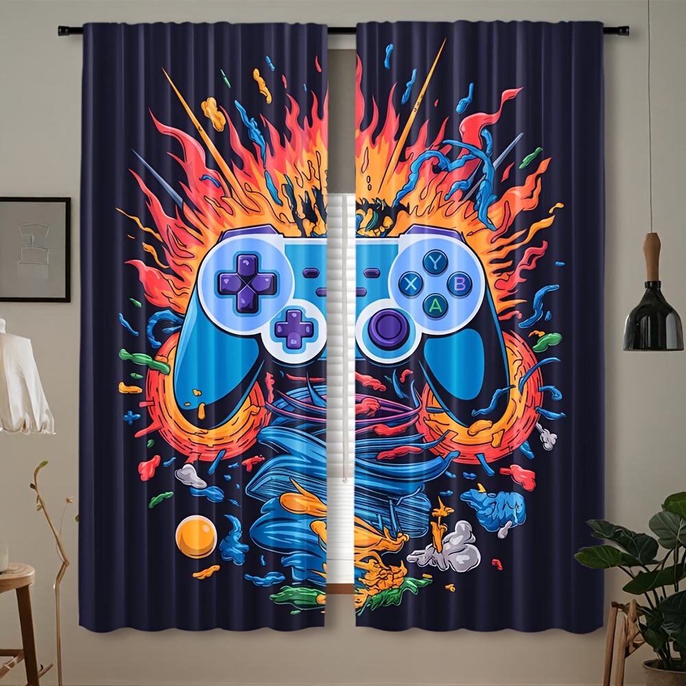 Esports Gaming Youtube - Gaming Controller Curtains, Neon Joystick &