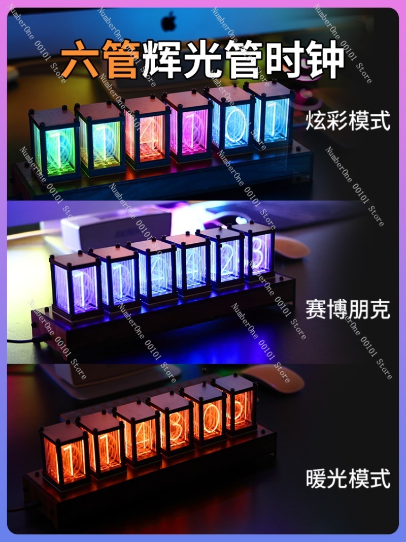 RGB Glow Tube Clock, LED Light - Esports Gaming Youtube ulasan dan harga