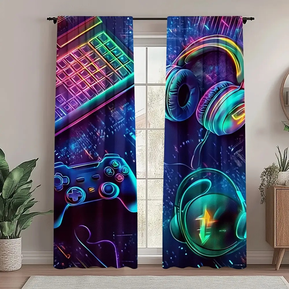 Gamer Curtains with Neon Keybo - Esports Gaming Youtube ulasan dan harga