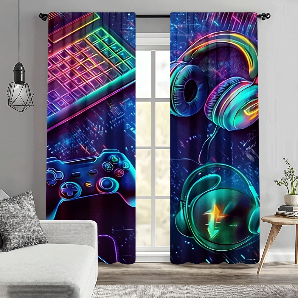 Gamer Curtains with Neon Keybo - Esports Gaming Youtube ulasan dan harga