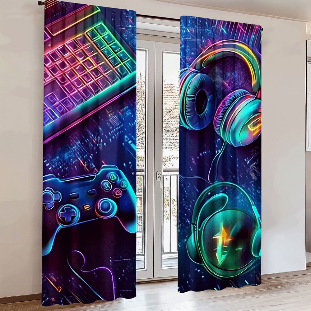 Gamer Curtains with Neon Keybo - Esports Gaming Youtube ulasan dan harga