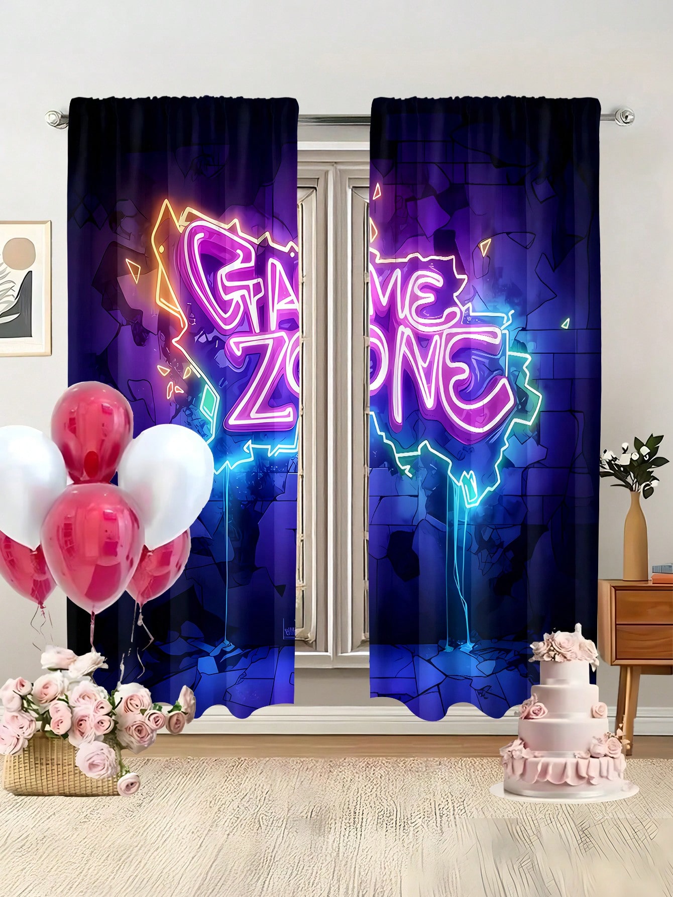 Neon Game Zone Curtain, Esport - Esports Gaming Youtube ulasan dan harga
